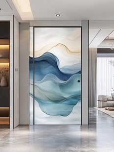 蓝色写意艺术玄关装饰画