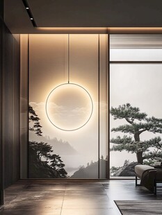 禅意中式室内圆形灯具景观