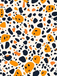 橙黑斑点无缝几何图案