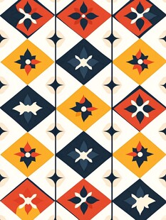 几何图案拼接彩色瓷砖花纹