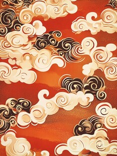 中式云纹 传统红色祥瑞图案