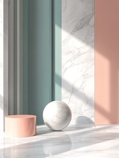 简约室内几何摆件光影场景