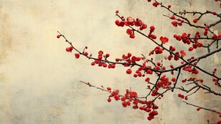 红梅绽枝 尽显优雅风姿