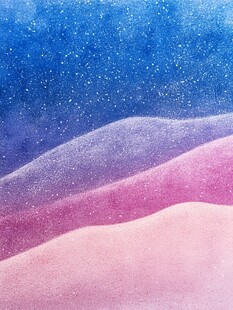 梦幻星空下的彩色沙丘