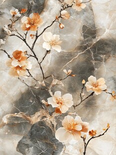 水墨花卉大理石纹装饰画