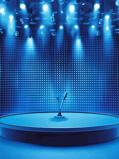 蓝色舞台聚光灯麦克风场景