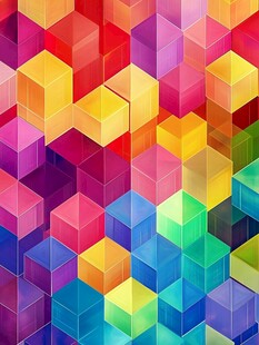 多彩立体方块几何图案背景