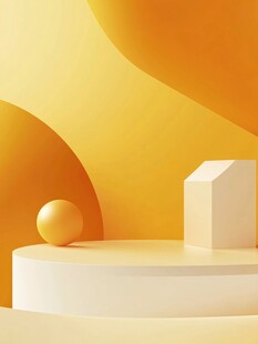 黄色背景下的立体几何场景