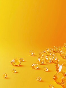 橙黄背景上的璀璨钻石