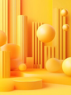 黄色立体几何场景展示