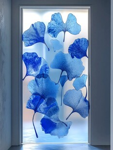 蓝色银杏叶艺术玻璃装饰