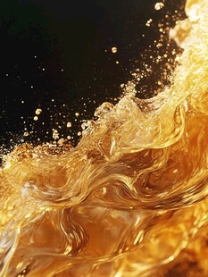 金色液体飞溅瞬间