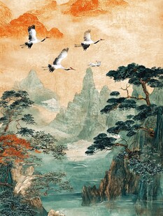瑞鹤翔于山水间