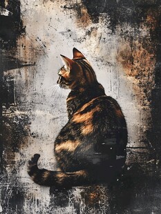 背影猫咪 斑驳背景下的优雅