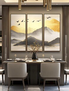 现代餐厅中式山水挂画装饰