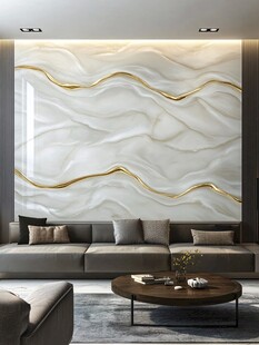 现代轻奢风客厅大理石背景墙