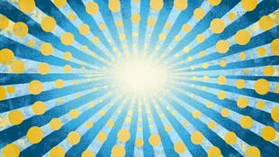 蓝黄放射波点梦幻背景图