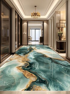 奢华走廊 梦幻蓝金大理石地