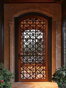 古典铁艺花纹木质入户门