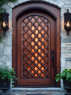 欧式复古雕花实木入户门