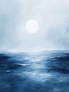 月夜下的静谧海洋