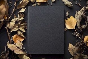 黑色书籍静置于秋叶之中
