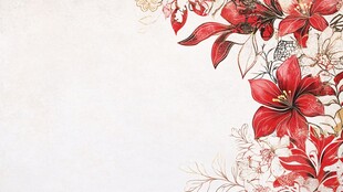 复古风红白色花卉边框图