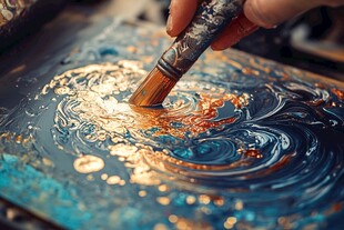 画笔绘就绚丽色彩纹理