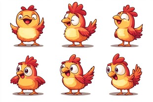 可爱小鸡的多样表情姿态
