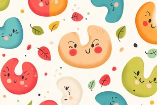 可爱卡通笑脸腰果图案背景