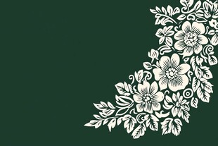 绿色背景上的白色花卉图案