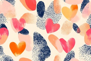 多彩爱心水彩图案背景