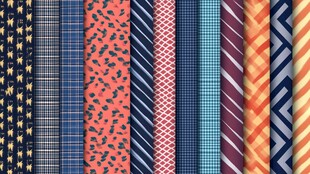 多样条纹几何图案布料集