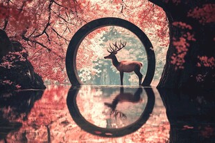 梦幻鹿影于烂漫花境中