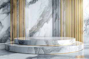 大理石金色双层展示台