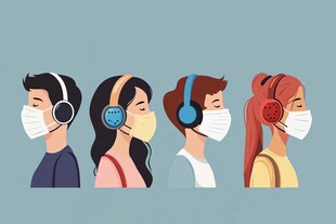 戴口罩戴耳机的人物形象