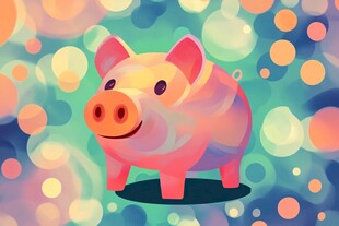 彩色小猪插画 梦幻背景