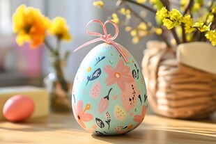 手绘彩蛋装点温馨春日场景