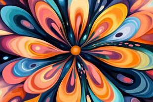 绚丽多彩的抽象花朵图案