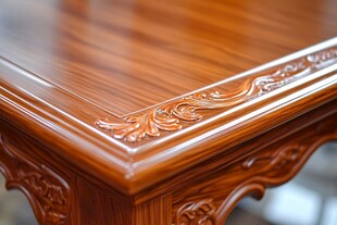 中式雕花实木桌精美一角