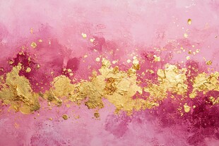 粉色背景上的金色艺术笔触
