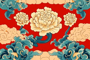 中式牡丹祥云传统图案