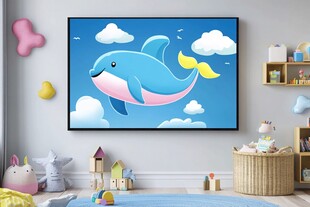 儿童房里的可爱海豚壁画