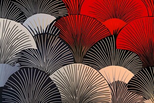 折扇图案 多彩几何艺术美学