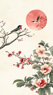 花鸟映月图