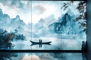 中式山水意境墙饰画面