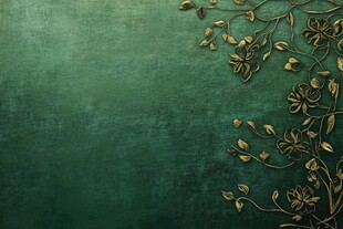 墨绿色背景上的金色花卉装饰