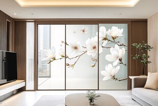 玉兰花电视背景墙家居图