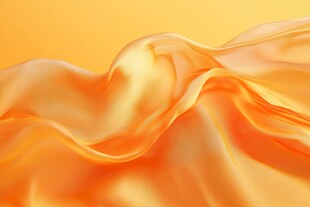 橙色丝绸飘动的优美姿态