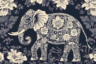 象身繁花图案 典雅复古风
